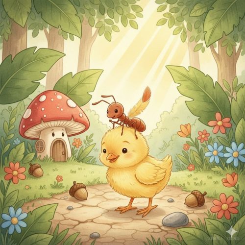 ant and chicken story cartoon