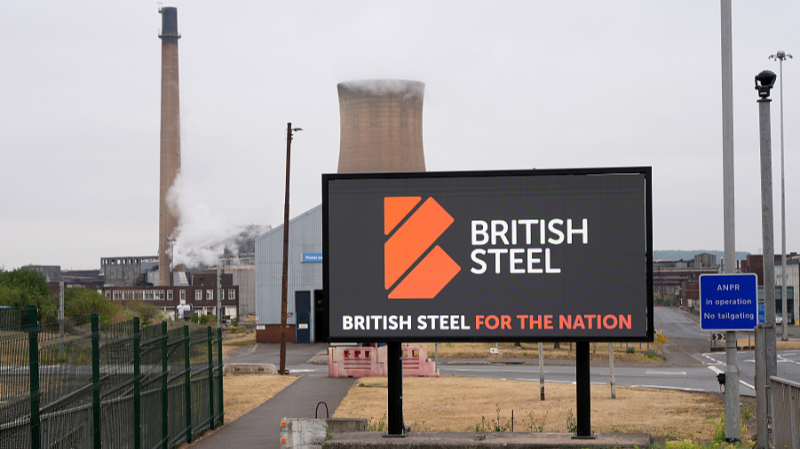 A sign outside British Steel's Scunthorpe works declares
