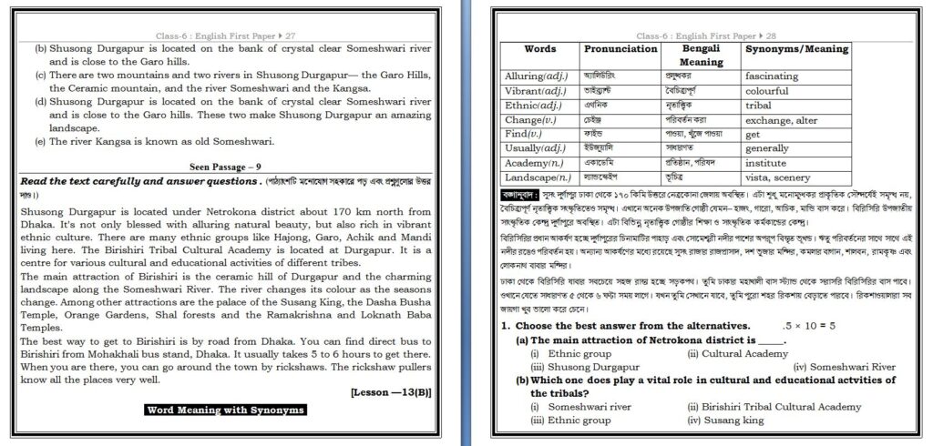 Class 6 English Seen Passage Mati News