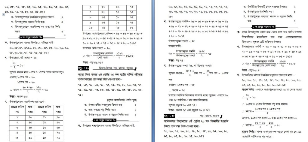 ষষ্ঠ শ্রেণি গণিত অধ্যায় ৮ সৃজনশীল প্রশ্ন ও সমাধান
