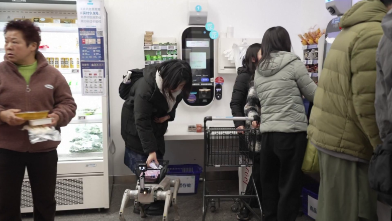 শাংহাইয়ের শপিং মলে ক্রেতার সহকারী এআই রোবট