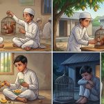 a boy and a squirrel